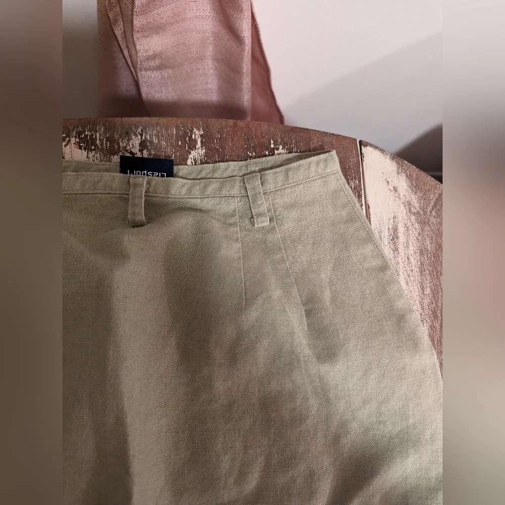Lizsport‎ Olive green linen skirt size small (Liz Sport).